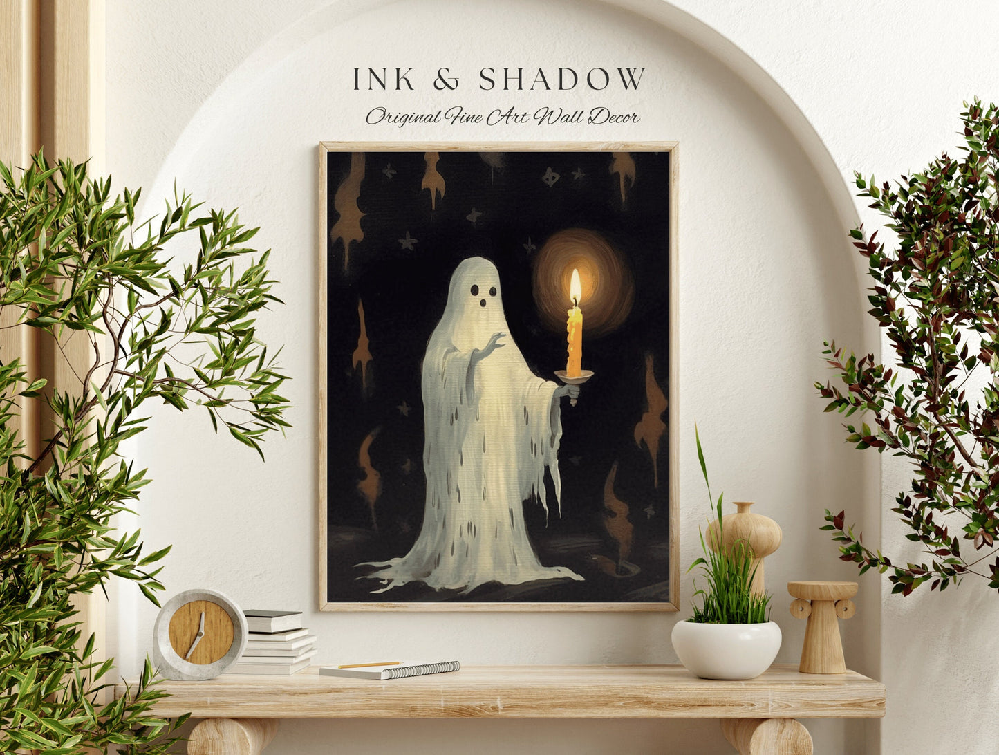 Vintage Victorian Gothic Ghost Art Print Dark Academia Wall Decor | Spooky Ghost Painting Dark Cottagecore Witchy Aesthetic Ghost Goth Art |