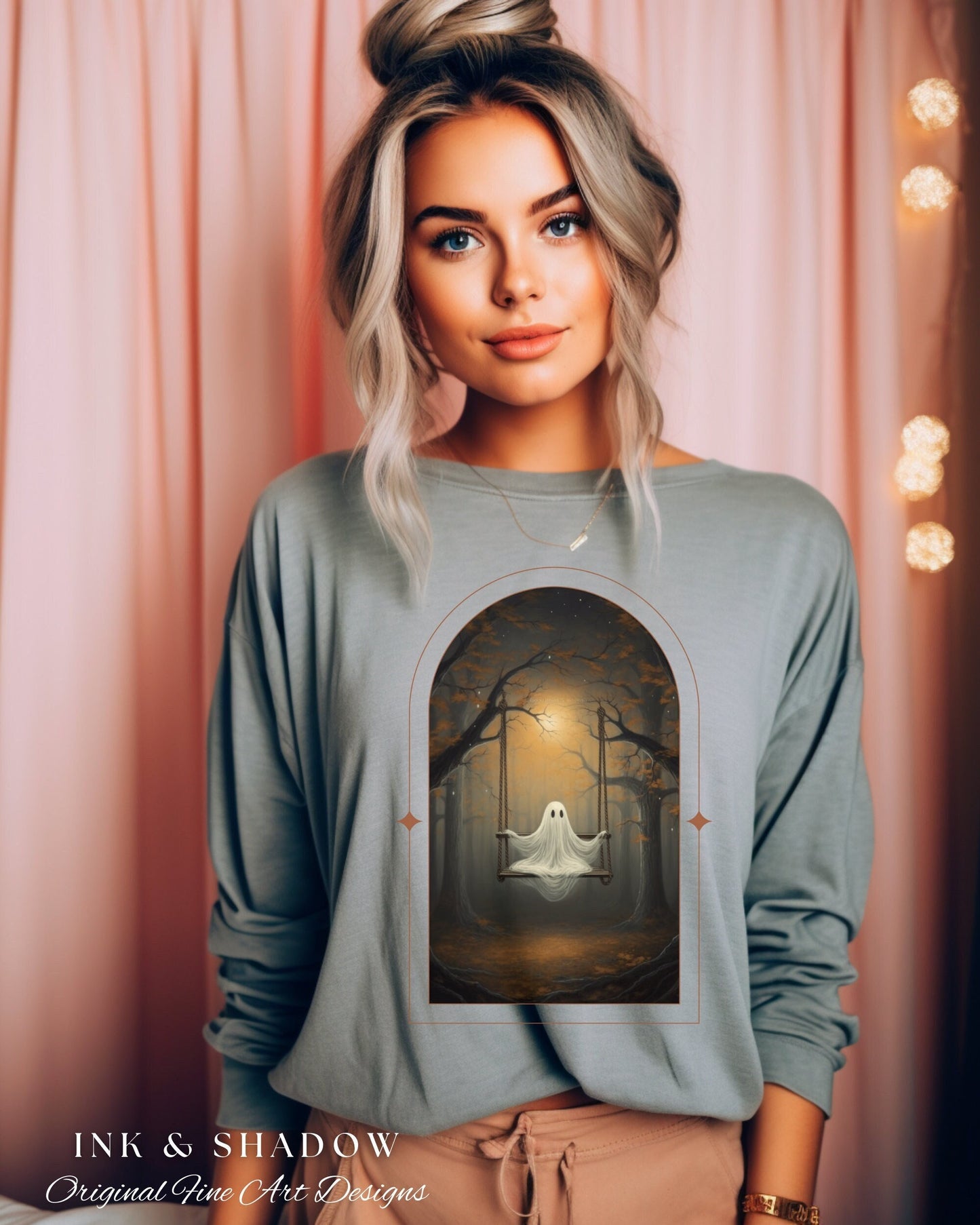 Forest Spirit Halloween Graphic Tshirt | Spooky Cute Halloween Clothing Goth Aesthetic | Gildan Crewneck Sweatshirt Cute Ghost Hoodie Gothic