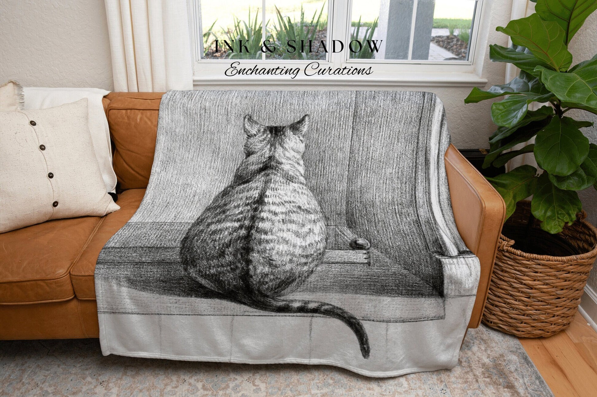 Cat Tapestry Woven Wall Hanging | Jean Bernard Drawing | Funny Tapestry Art Blanket Woven | Throw Blanket Dark Aesthetic Room Decor Cat Art