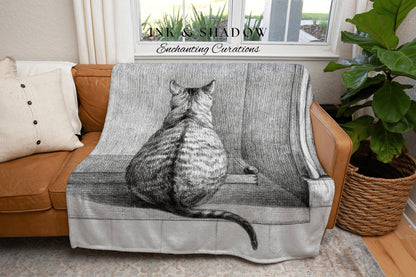 Cat Tapestry Woven Wall Hanging | Jean Bernard Drawing | Funny Tapestry Art Blanket Woven | Throw Blanket Dark Aesthetic Room Decor Cat Art