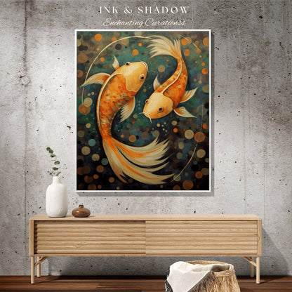 Pisces Gift Custom Tapestry Art Nouveau | Pisces Wall Art Gustav Klimt | Custom Pisces Star Sign Woven Tapestry Celestial Blanket Woven |