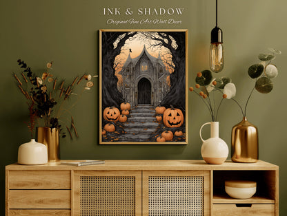 Whimsigoth Home Decor Wall Art Ghost Print Halloween Art | Wall Art Ghost Painting Fall Aesthetic Vintage Gothic Decor Dark Cottagecore Art