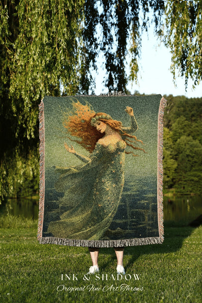 Lady of the Sea Aesthetic Tapestry Mermaidcore Wall Art Celestial Decor Throw Blanket Woven | Ocean Inspired Style Decor Aphrodite Art Siren