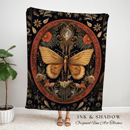 Moth Tapestry Woven Wall Hanging | Witchy Aesthetic Room Decor Gothic Wall Art | Celestial Tapestry Occult Wall Art Macabre Decor Butterfly