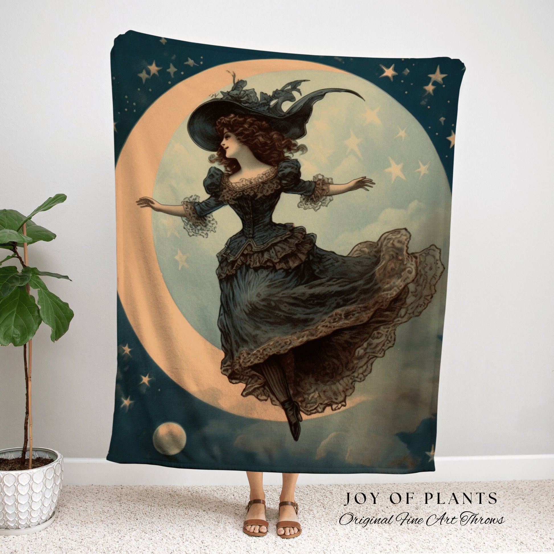 Mystic Sorceress Tapestry Dark Cottagecore Blanket Halloween Retro Aesthetic | Witchy Room Decor Goth Aesthetic Halloween Vintage Blanket |