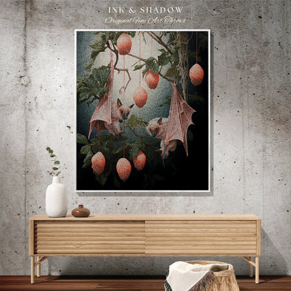 Pink Fruit Bat Blanket Woven Tapestry Cottagecore Decor | Pastel Goth Tapestry Pink Bedroom Decor Fruit Bat Pink Pastel Wall Art Whimsical |