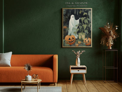 Gardening Ghost Spooky Wall Art Print | Dark Cottagecore Decor Ghost Painting Halloween Wall Art Gift for Plant Lover Ghost Art Print |