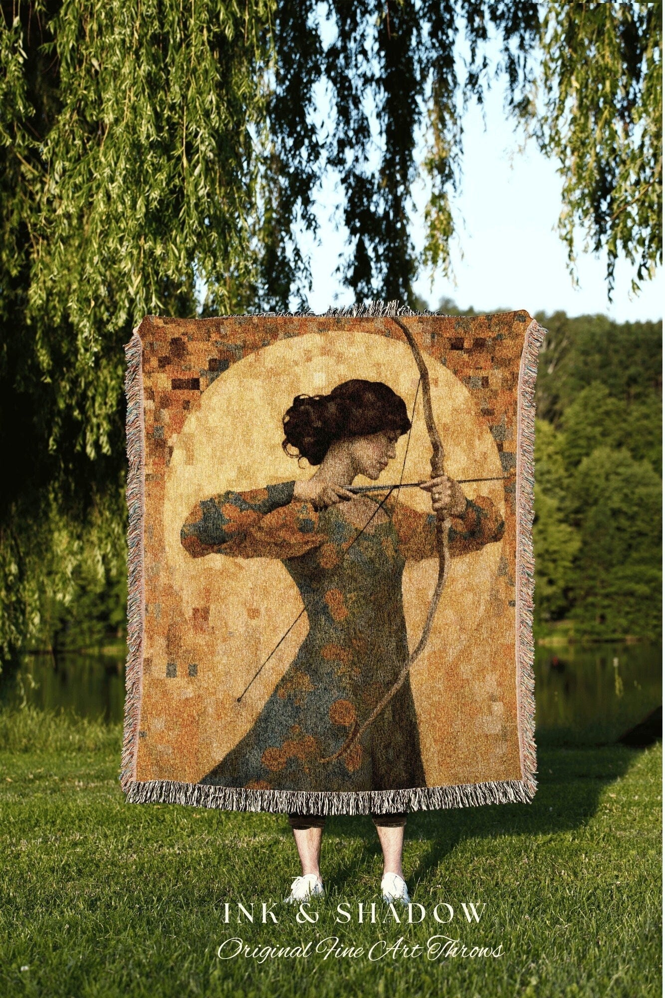 Sagittarius Gift Custom Tapestry Woven | Sagittarius Wall Art Gustav Klimt | Custom Star Sign Woven Tapestry Celestial Art Blanket Woven |