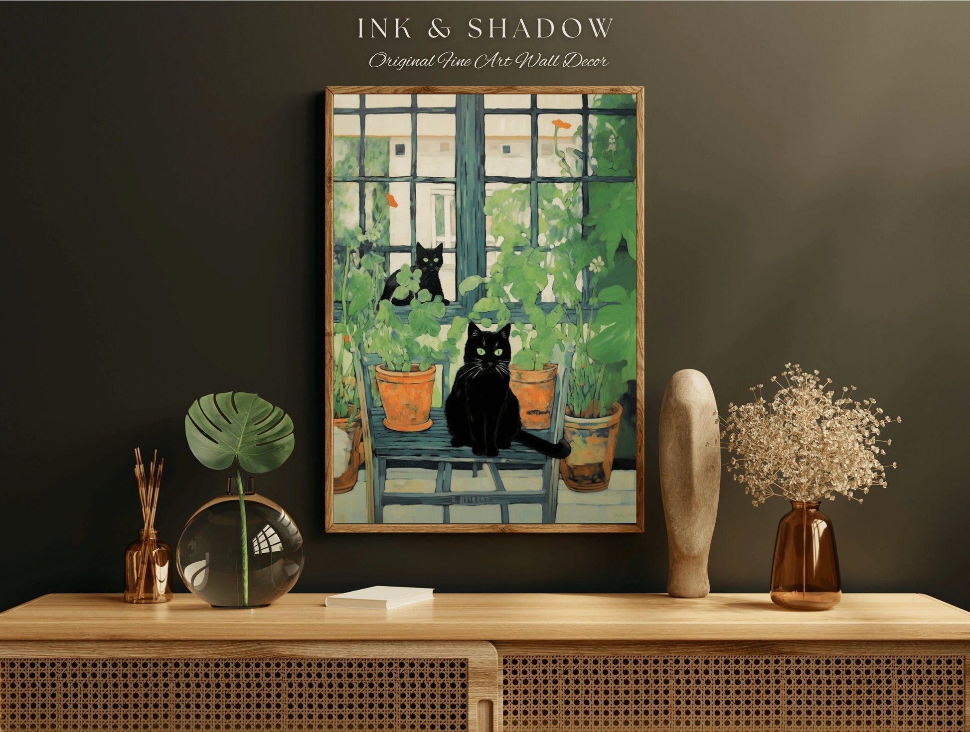 Botanical Painting Poster Vincent Van Gogh Poster Black Cat Art | Tapestry Van Gogh Painting Famous Art Poster Black Cat Wall Decor Eclectic