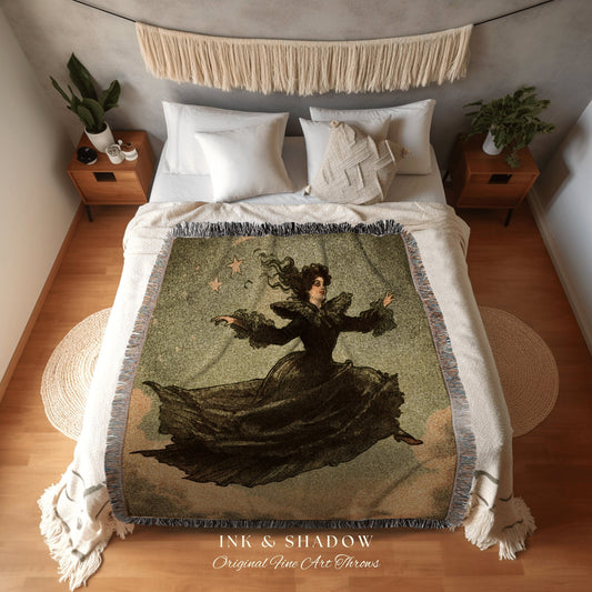 Wiccan Tapestry Dark Cottagecore Blanket Halloween Retro Aesthetic | Witchy Room Decor Goth Aesthetic Halloween Retro Halloween Vintage |