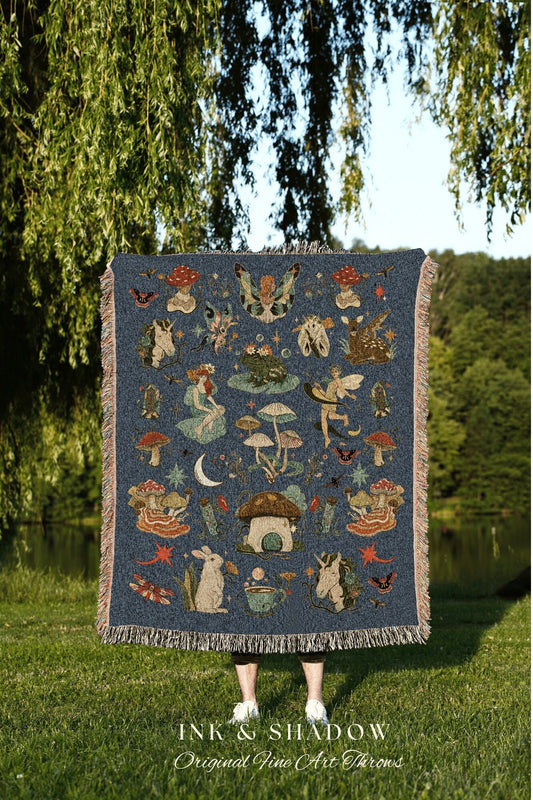 Fairycore Decor Cottagecore Tapestry Whimsigoth Decor | Fairy Room Decor Cottagecore Decor Woven Blanket | Goblincore Decor Tapestry Woven