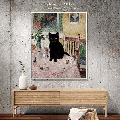 Eclectic Room Decor Black Cat Tapestry Blanket | Boho Room Decor Van Gogh Inspired Art Blanket | Funny Tapestry Black Cat Decor Whimsical |