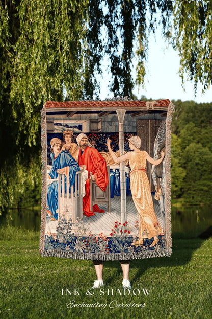 William Morris Tapestry Woven Art Wall Hanging | Renaissance Art Vintage Aesthetic | Dark Academia Medieval Aesthetic Gothic Decor Blanket |