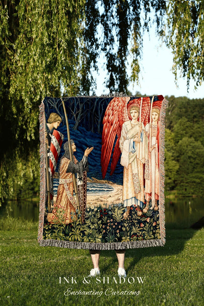 Angel Painting Tapestry Woven Wall Hanging | Renaissance Art Vintage Aesthetic | Dark Academia Medieval Aesthetic Gothic Decor Blanket Woven