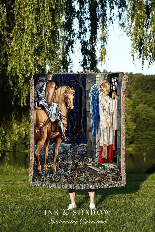 Woven Tapestry Medieval Art Wall Hanging | Renaissance Art Vintage Aesthetic | Dark Academia Medieval Aesthetic Gothic Decor Blanket Woven |