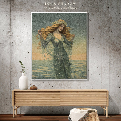 Ethereal Sea Witch Aesthetic Tapestry Mermaidcore Wall Art Celestial Decor Throw Blanket Woven | Ocean Inspired Style Decor Aphrodite Siren