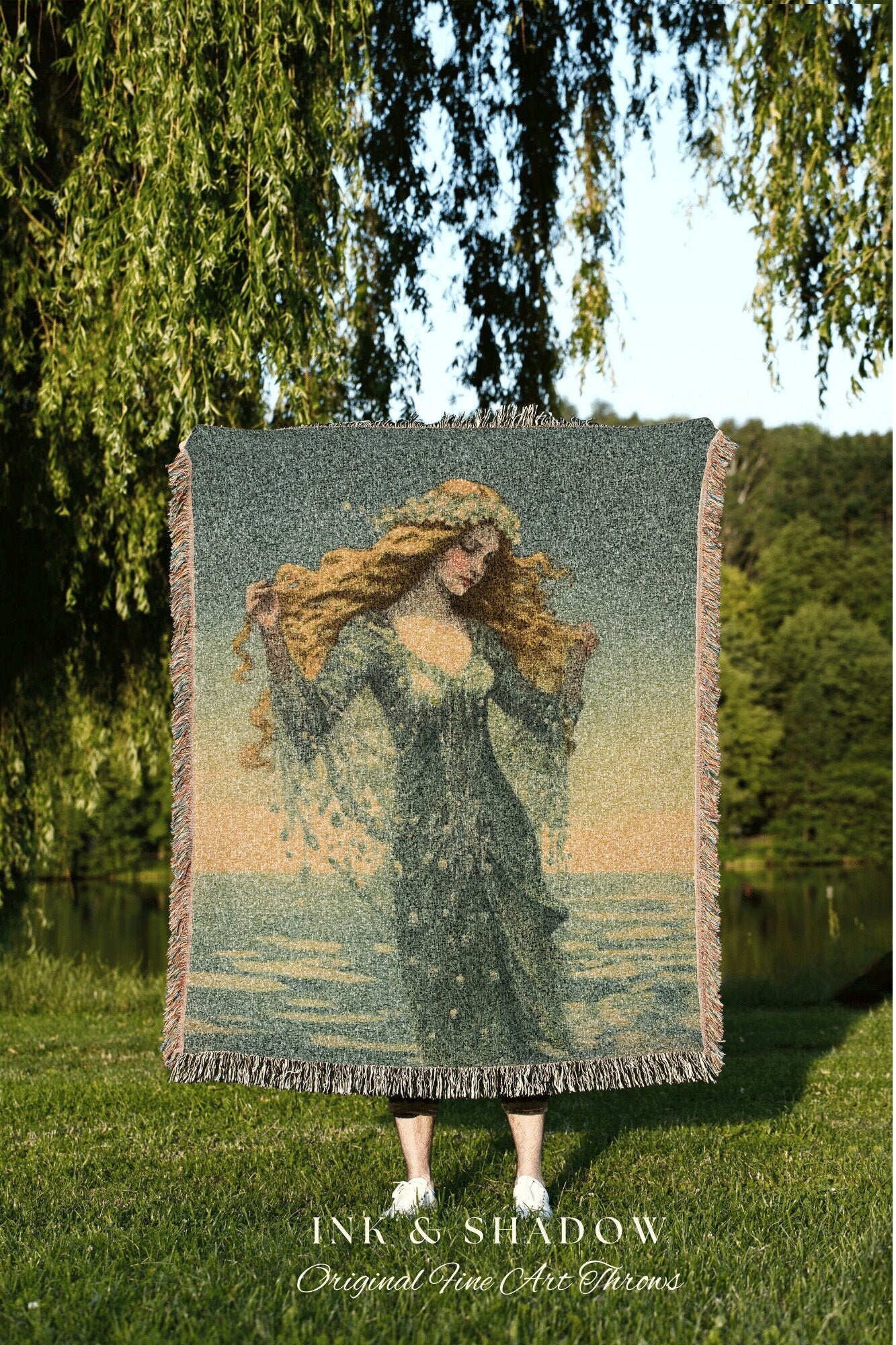 Ethereal Sea Witch Aesthetic Tapestry Mermaidcore Wall Art Celestial Decor Throw Blanket Woven | Ocean Inspired Style Decor Aphrodite Siren