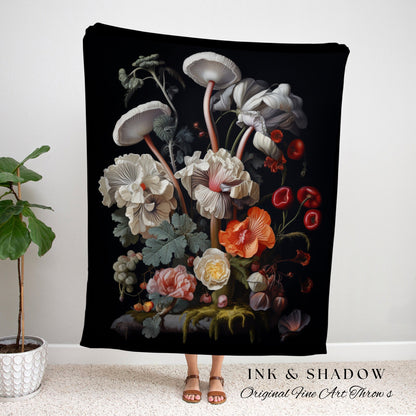 Whimsigoth Dark Floral Goth Tapestry Woven Wall Hanging | Jan Davidsz de Heem Flower Painting Blanket Woven | Baroque Decor Witchy Aesthetic