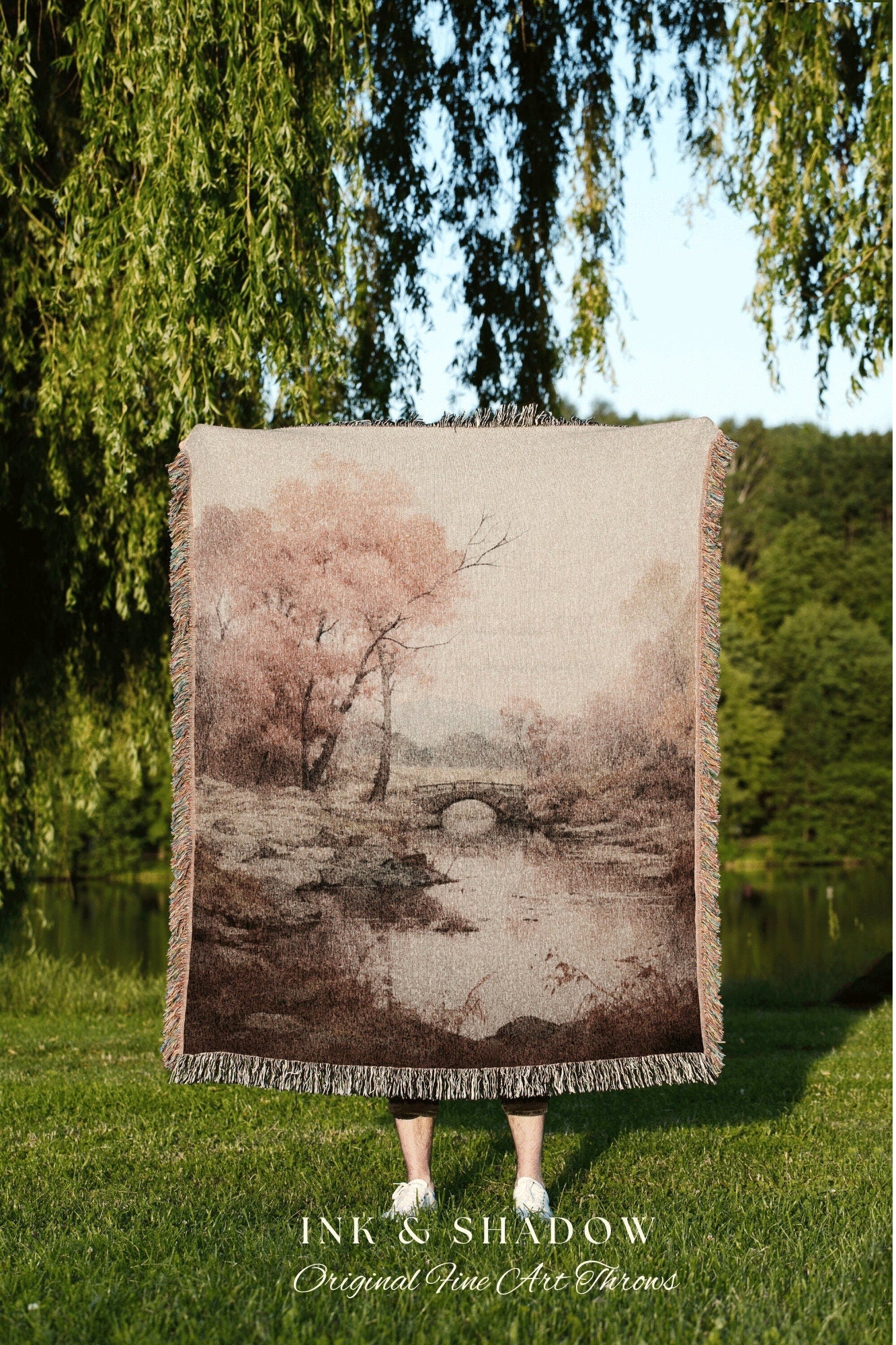 Pastel Landscape Tapestry Blanket Fall Decor Wall Tapestry Woven Art Housewarming Gift | Throw Blanket Autumn Aesthetic Home Decor Vintage |