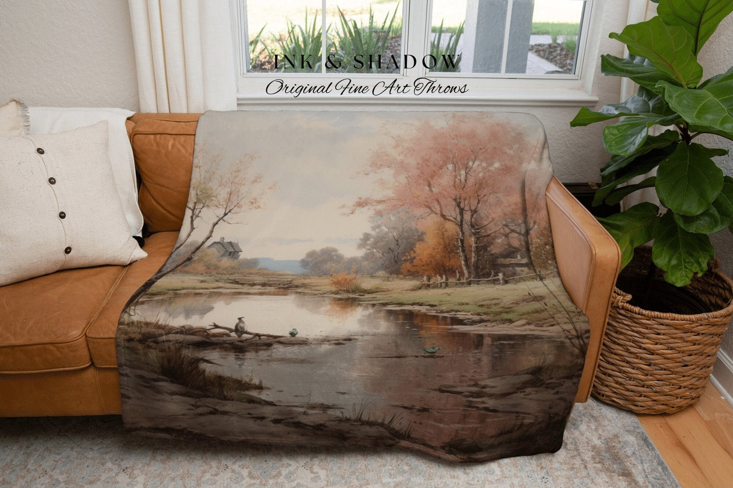 Vintage Fall Landscape Tapestry Blanket Fall Decor Wall Tapestry Woven Art Housewarming Gift | Throw Blanket Autumn Aesthetic Home Decor |