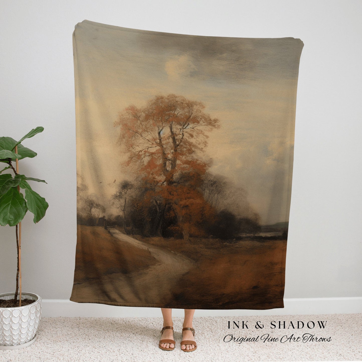 Autumn Landscape Throw Blanket Fall Aesthetic Tapestry Woven Wall Art Housewarming Gift | Throw Blanket Cottagecore Aesthetic Home Decor |