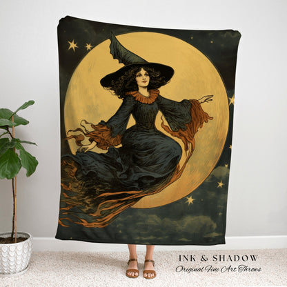 Spooky Halloween Witch Tapestry Woven Blanket Halloween Vintage Aesthetic | Witchy Decor Goth Aesthetic Halloween Spooky | Halloween Vintage