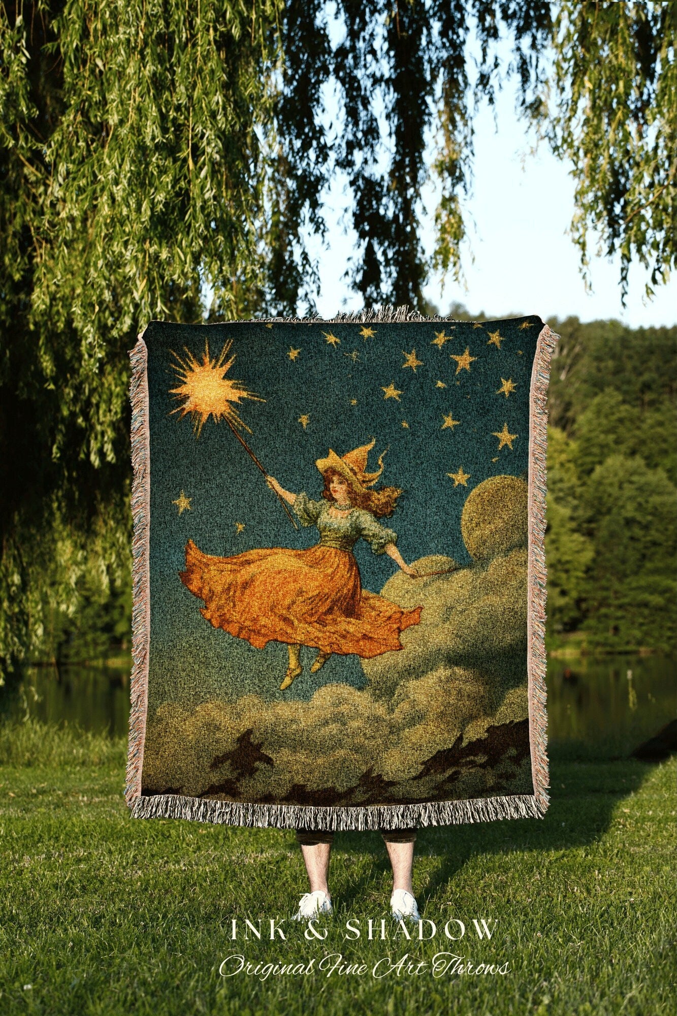 Magical Witch Vintage Tapestry Woven Blanket Halloween Vintage Aesthetic | Witchy Decor Goth Aesthetic Halloween Spooky | Halloween Vintage