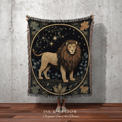 Leo Gift Custom Zodiac Blanket Woven | Leo Star Sign 'The Lion' Astrology Gift | Custom Star Sign Gift | Woven Tapestry Celestial Blanket |