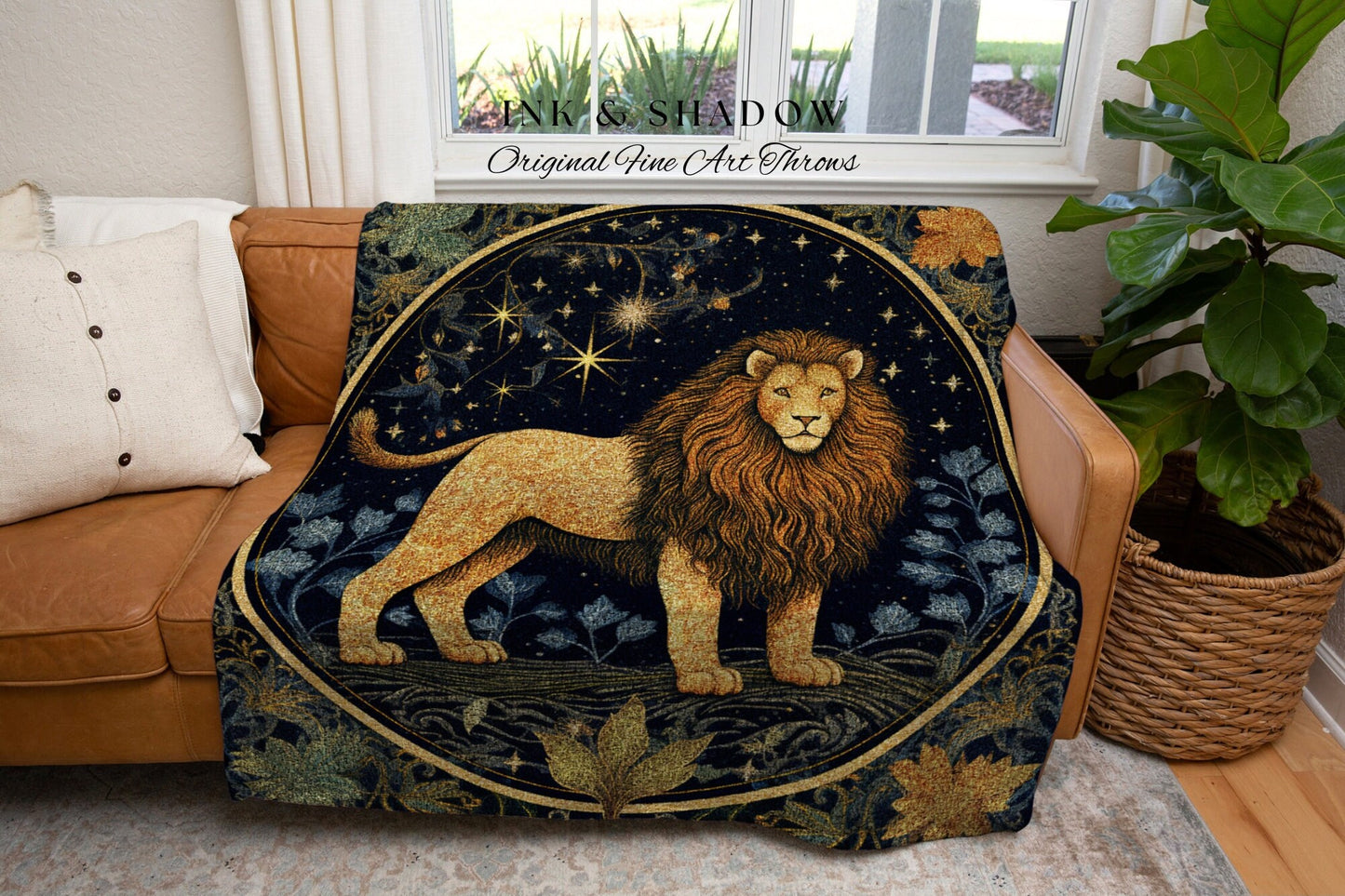 Leo Gift Custom Zodiac Blanket Woven | Leo Star Sign 'The Lion' Astrology Gift | Custom Star Sign Gift | Woven Tapestry Celestial Blanket |