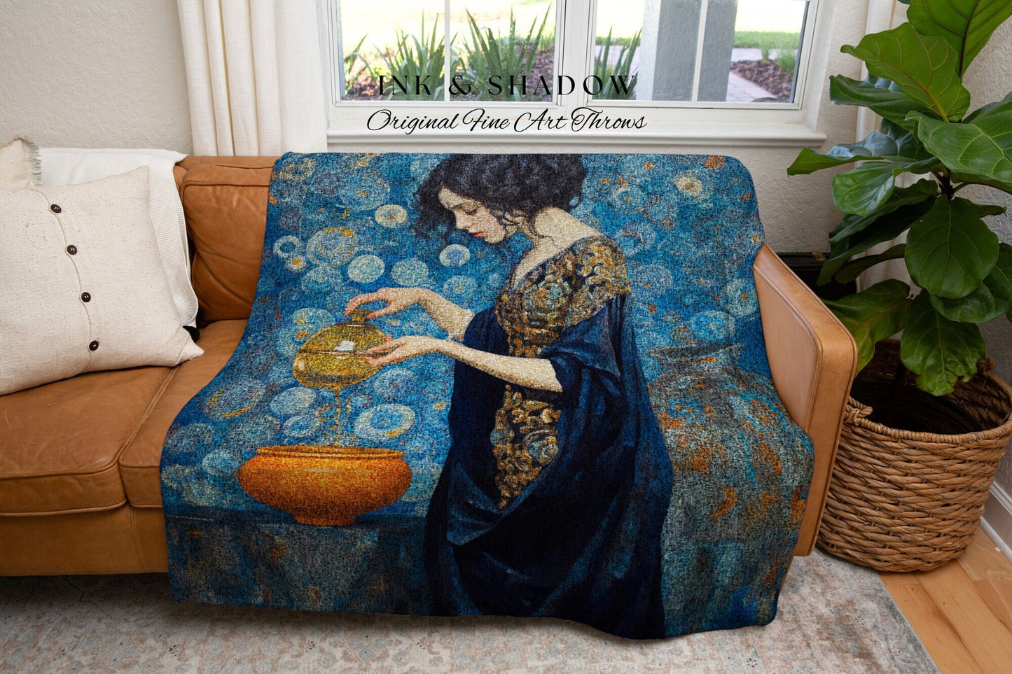 Aquarius Gift Custom Zodiac Sign | Aquarius Star Sign 'The Water-Bearer' Astrology Art | Custom Star Sign Gift | Woven Blanket Celestial |