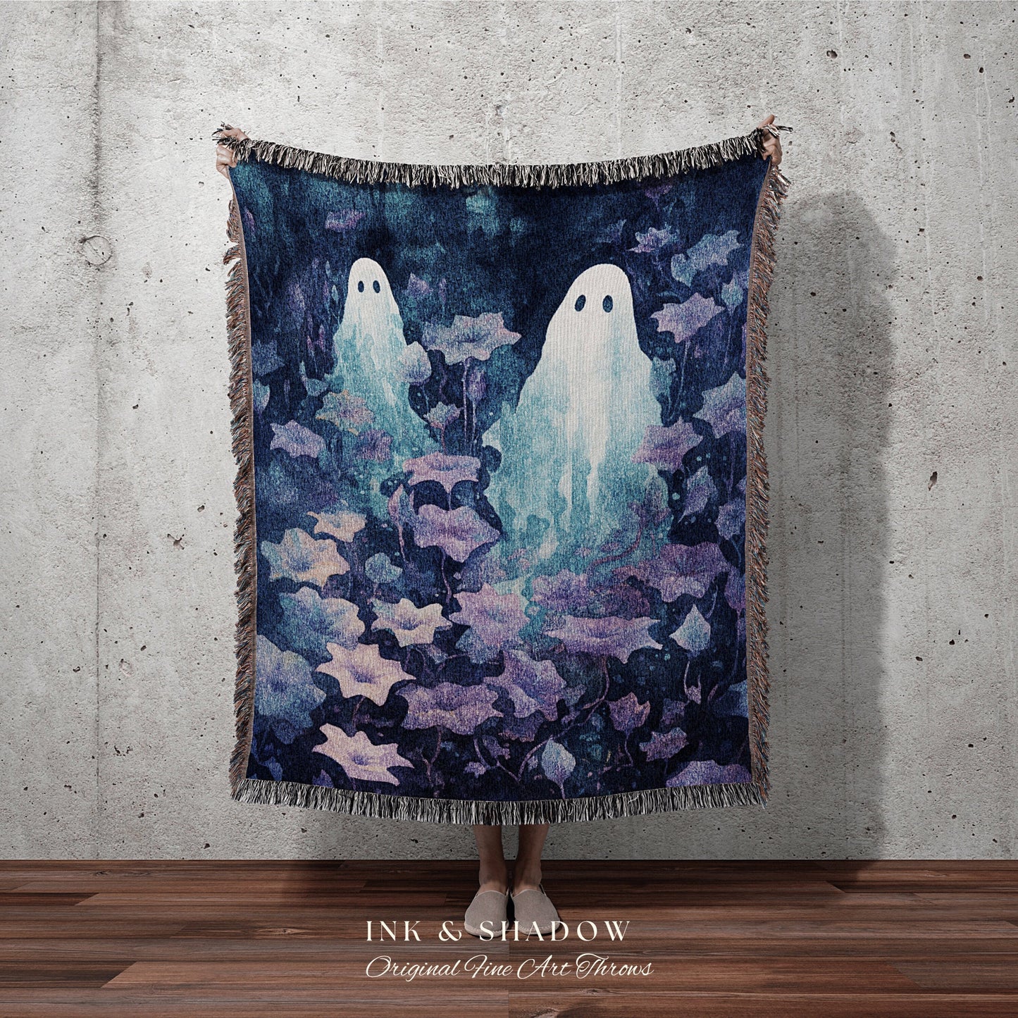 Celestial Ghost Tapestry Floral Room Decor Vintage Ghost Tapestry Spooky Halloween Vintage Ghost Art Woven Tapestry Halloween Decor Purple |