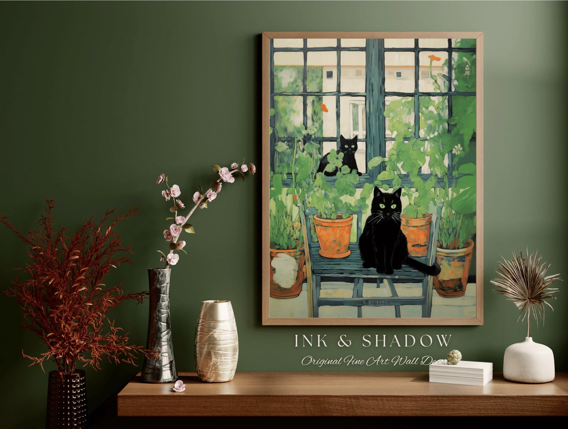 Botanical Painting Poster Vincent Van Gogh Poster Black Cat Art | Tapestry Van Gogh Painting Famous Art Poster Black Cat Wall Decor Eclectic