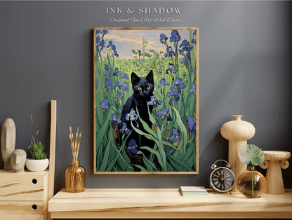 Painting Poster Vincent Van Gogh Irises Poster Black Cat Art | Tapestry Van Gogh Painting Famous Art Poster Black Cat Wall Decor Eclectic |