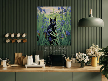 Painting Poster Vincent Van Gogh Irises Poster Black Cat Art | Tapestry Van Gogh Painting Famous Art Poster Black Cat Wall Decor Eclectic |