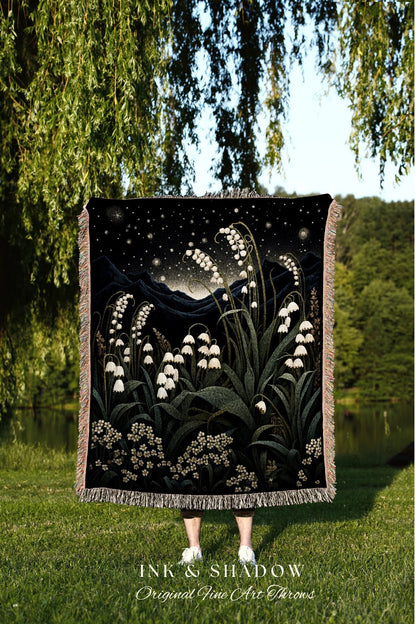 May Birthday Gift Personalized Blanket Woven Tapestry Custom Birth Month Flower Decor Tapestry | Custom May Birth Flower Lily of the Valley