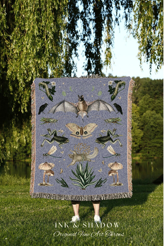 Pastel Goth Decor Bat Blanket Frog Tapestry Blanket Moth | Whimsigoth Decor Gothic Tapestry Woven Throw Blanket Goth Bedroom Decor Witchy |