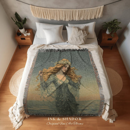 Ethereal Sea Witch Aesthetic Tapestry Mermaidcore Wall Art Celestial Decor Throw Blanket Woven | Ocean Inspired Style Decor Aphrodite Siren