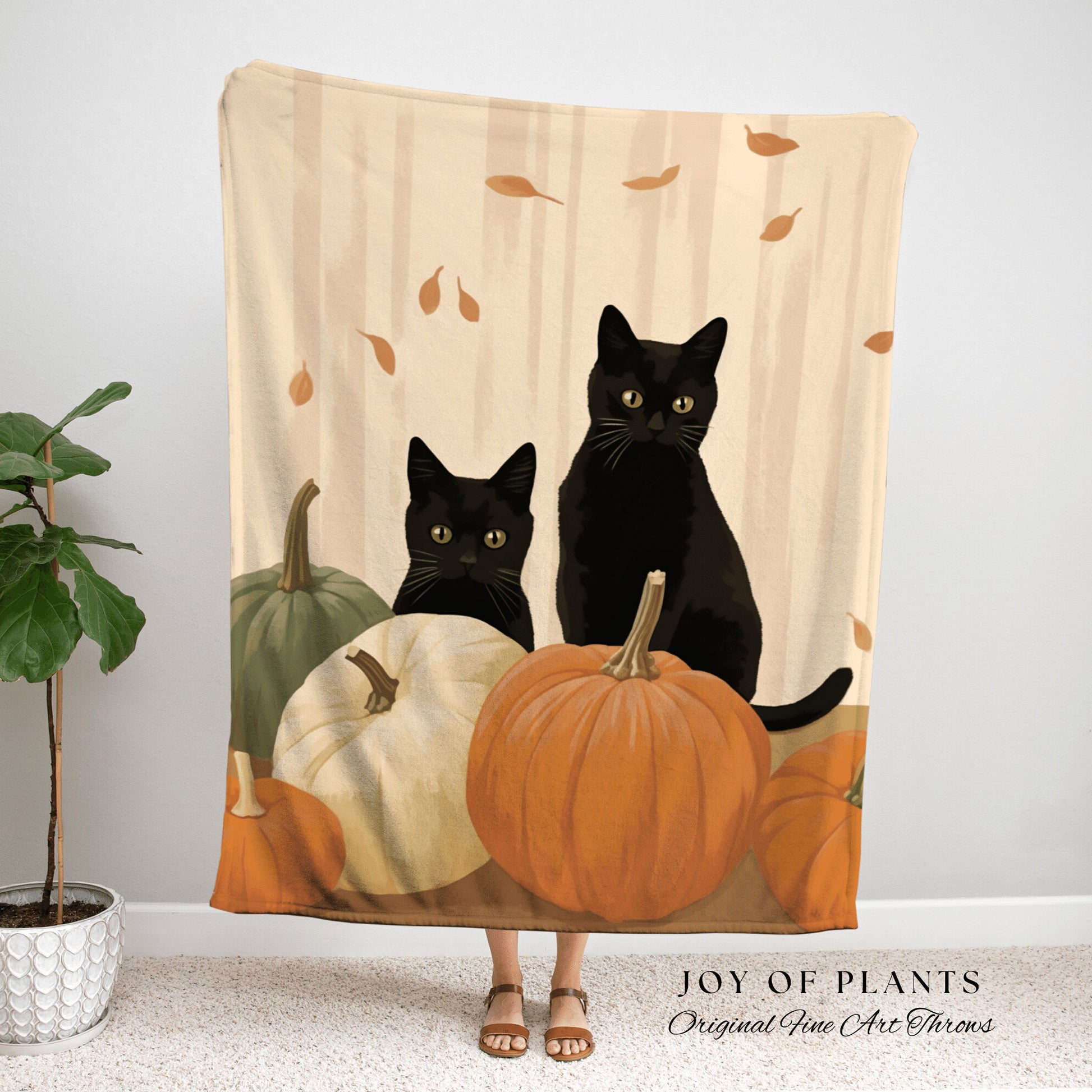 Fall Aesthetic Room Decor Black Cat Tapestry Blanket | Boho Room Decor Van Gogh Inspired Art Blanket | Autumn Decor Tapestry Black Cat Decor