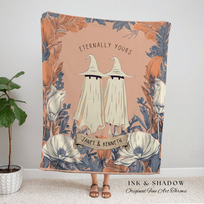 Pastel Goth 'Eternally Yours' Custom Ghost Blanket Personalized Couples Tapestry | Cottagecore Halloween Tapestry Ghost Blanket Halloween |