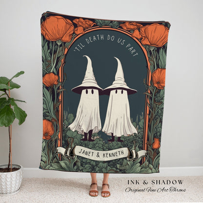 Til' Death do us Part Couples Blanket Personalized Tapestry | Spooky Halloween Tapestry Woven Ghost Gifts Thoughtful Anniversary Gifts Goth