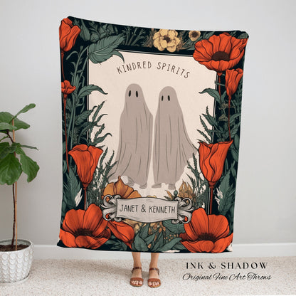 Cute Ghost Couple 'Til Death do us Part' Personalized Wedding Blanket | Spooky Halloween Tapestry Woven Ghost Gifts Thoughtful Anniversary |