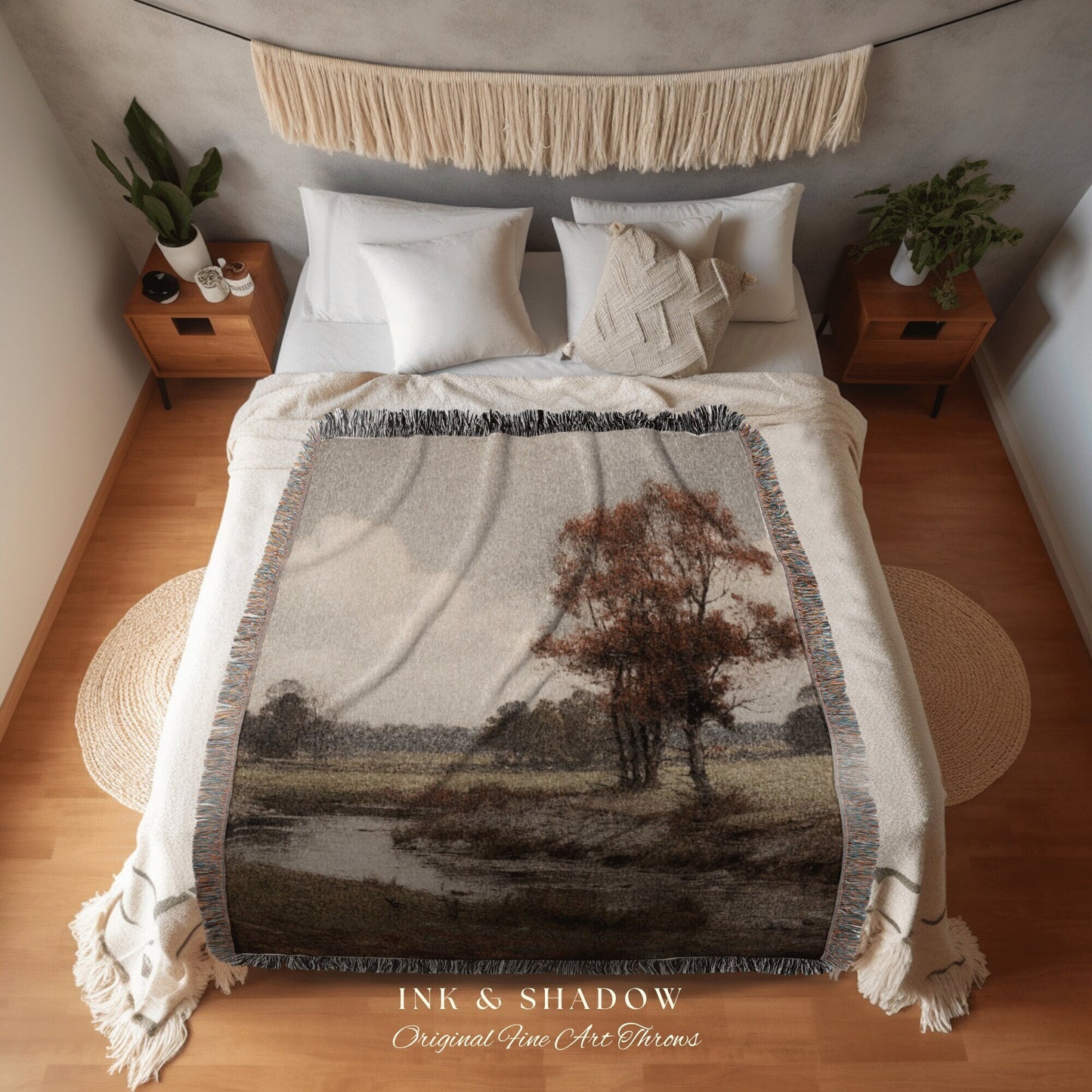 Fall Landscape Tapestry Blanket Fall Aesthetic Wall Tapestry Woven Art Housewarming Gift | Throw Blanket Cottagecore Aesthetic Home Decor |