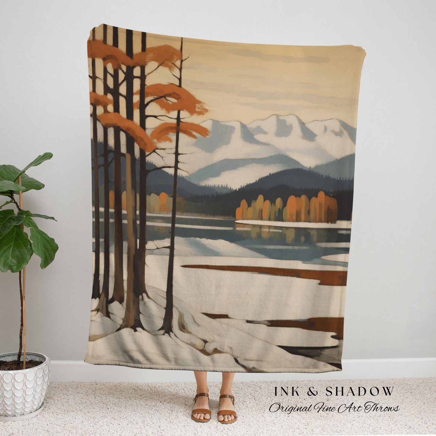 Cozy Winter Landscape Tapestry Blanket Fall Cabin Decor Wall Tapestry Woven Housewarming Gift | Throw Blanket Autumn Aesthetic Home Decor |