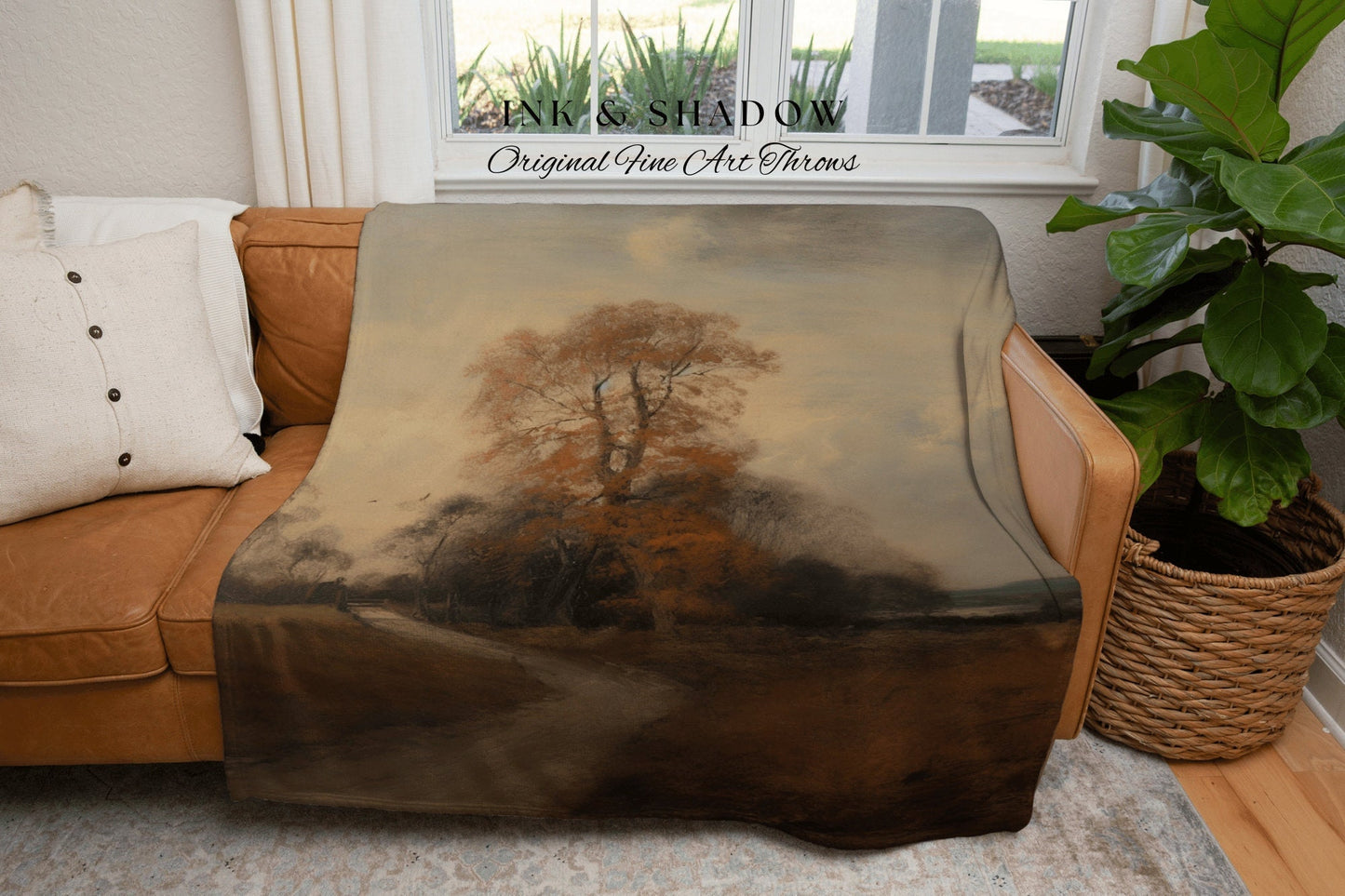 Autumn Landscape Throw Blanket Fall Aesthetic Tapestry Woven Wall Art Housewarming Gift | Throw Blanket Cottagecore Aesthetic Home Decor |