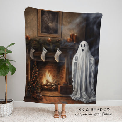 Christmas Ghost Gothic Christmas Blanket Woven Tapestry | Woven Throw Blanket Winter Holiday Home Decor Christmas Spooky Cute Ghost Tapestry