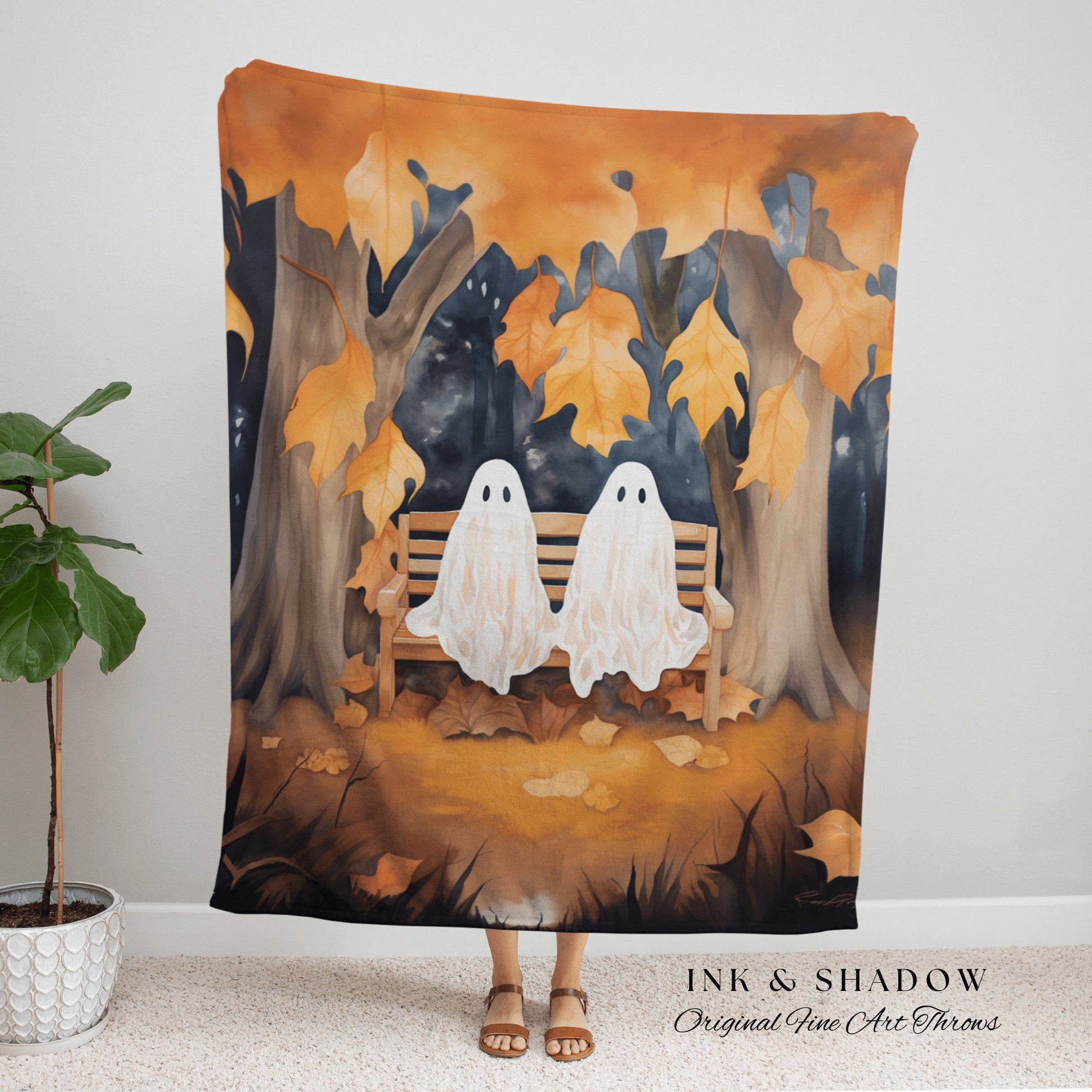 Fall Aesthetic Halloween Decor Blanket Woven Tapestry | Dark Cottagecore Decor Spooky Art Vintage Witchy Aesthetic Halloween Ghost Decor |