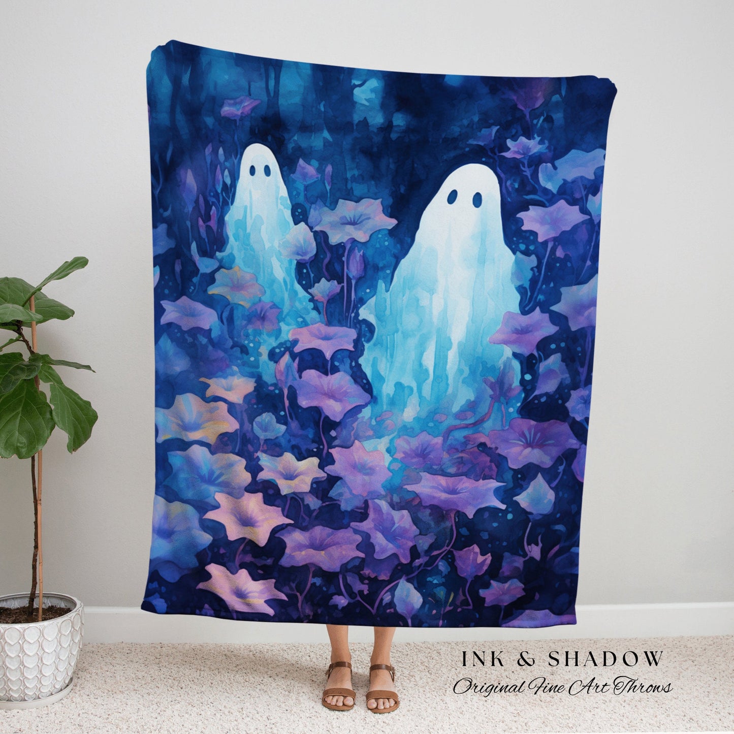 Celestial Ghost Tapestry Floral Room Decor Vintage Ghost Tapestry Spooky Halloween Vintage Ghost Art Woven Tapestry Halloween Decor Purple |