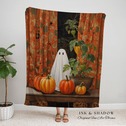 Retro Ghost Tapestry Blanket Ghost Spooky Tapestry | Halloween Vintage Ghost Art Woven Tapestry Halloween Decor Dark Academia Wall Art Ghost