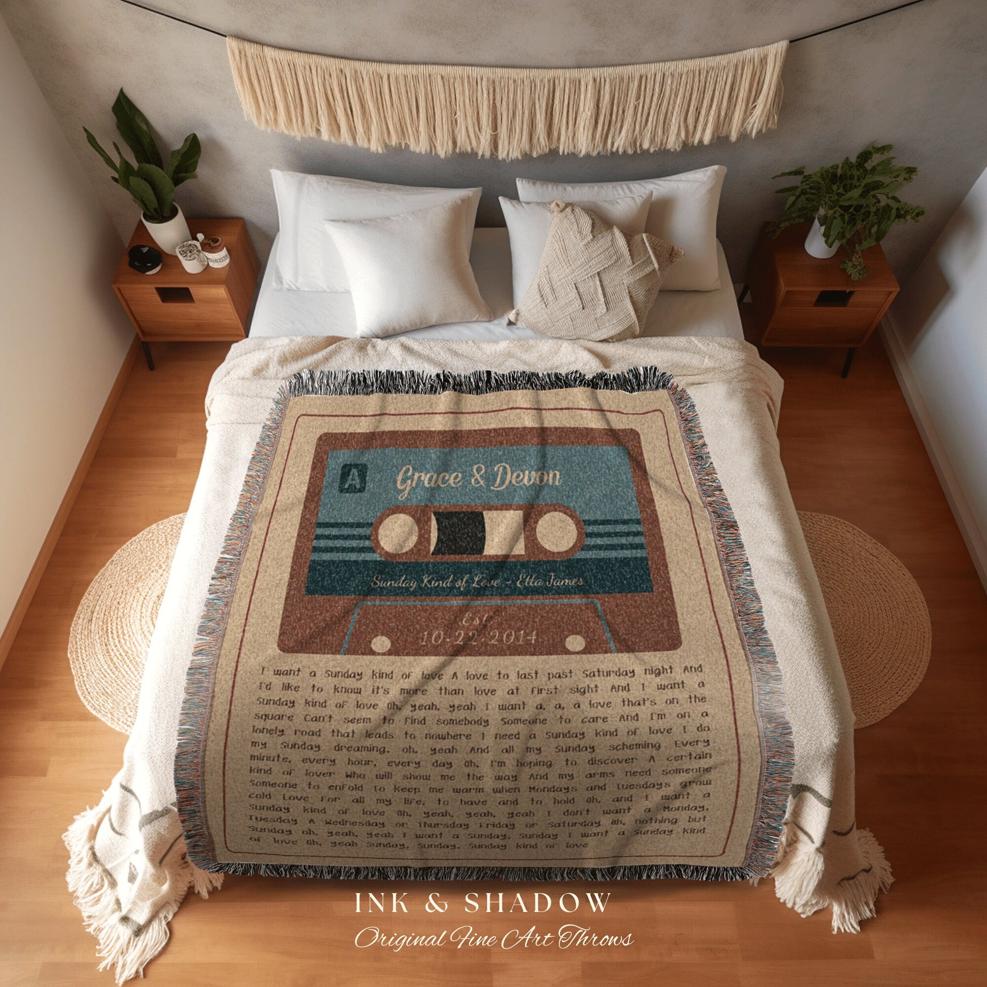 Couples Song Lyric Blanket Personalized Tapestry | Meaningful Anniversary Gift Personalized | Cassette Blanket Custom Wedding Song Blanket |