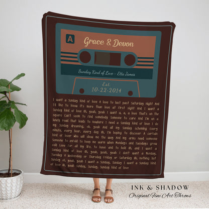 Anniversary Gift Custom Song Lyric Blanket Personalized Tapestry | Meaningful Anniversary Gift Personalized Blanket Custom Song Blanket Gift